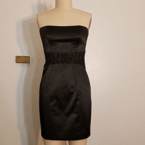 Bebe Black Lace Waist Strapless Mini Dress